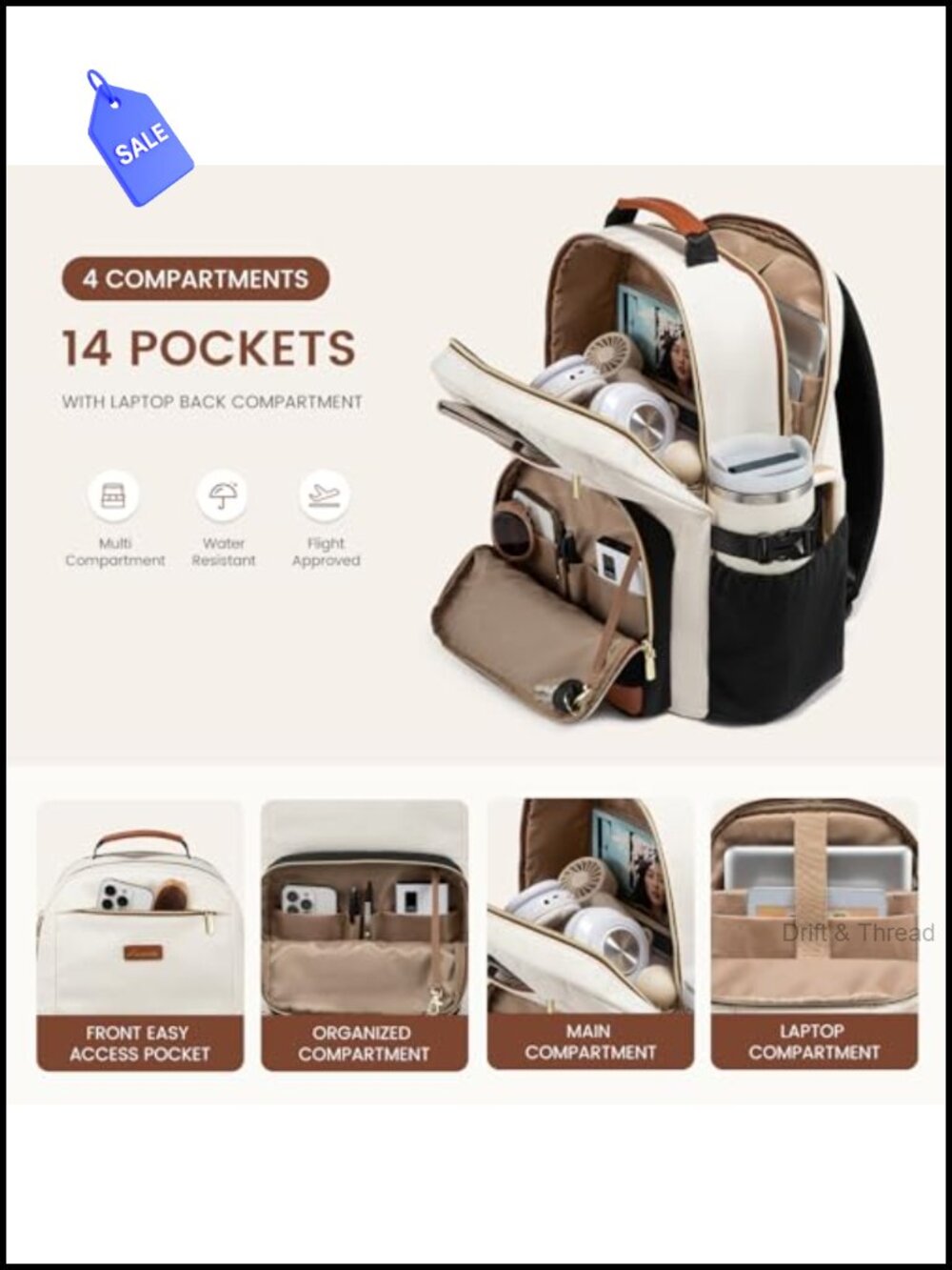 LOVEVOOK 15.6 Inch Laptop Backpack Water Resistant Travel Work College - Picture 2 of 5
